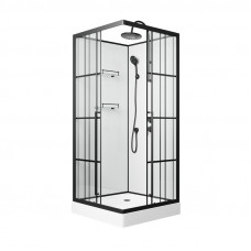 Душевая кабина Niagara Standart ST100/15QR/KL/BKT (100х100х225) низкий поддон(15см),черный,стекло прозрачное,3 места