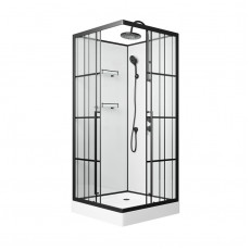Душевая кабина Niagara Standart ST100/15QR/KL/BKT (100х100х225) низкий поддон(15см),черный,стекло прозрачное,3 места