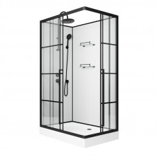 Душевая кабина Niagara Standart ST100/80/15QL/KL/BKT (100х80х225) низкий поддон(15см),черный,стекло прозрачное,3 места
