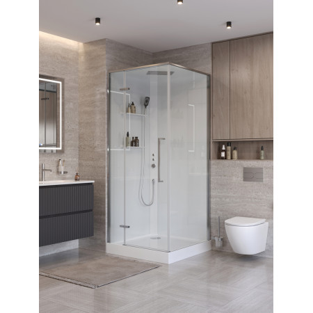 Душевая кабина BelBagno UNO-CAB-A-1-90-C-Cr-Bi-TOP-L, левосторонняя