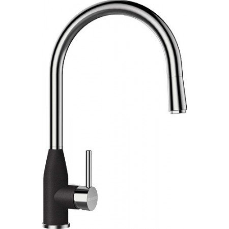 Смеситель (Schock) Kavus-D, Cristalite, выдвижной излив, сталь/оникс Смеситель (Schock) Kavus-D, Cristalite, выдвижной излив, сталь/оникс
