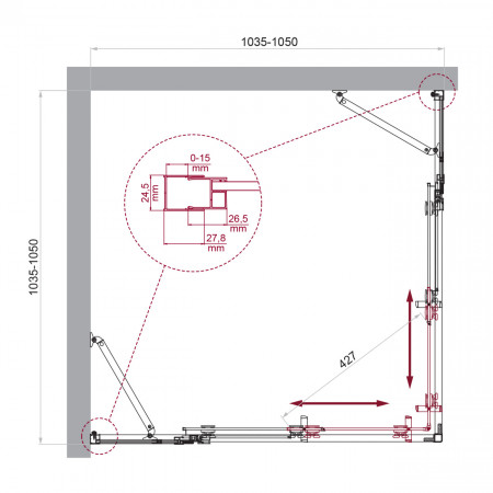 Душевой уголок BelBagno LUCE-A-22-80+25-C-Cr Душевой уголок BelBagno LUCE-A-22-80+25-C-Cr