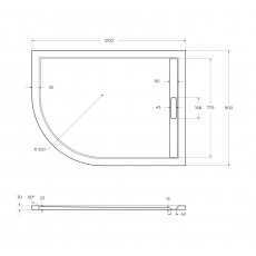 Поддон из искусственного мрамора 120х90 Cezares TRAY-AS-RH-120/90-550-30-W-R без сифона