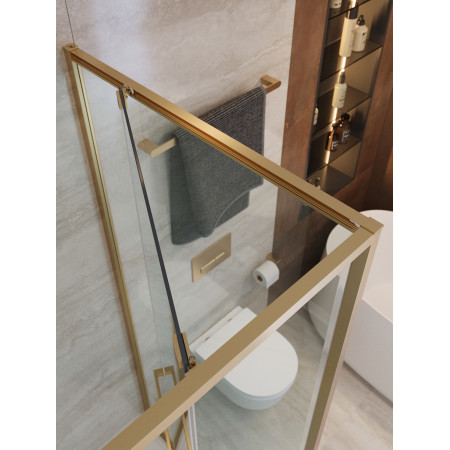 Душевой уголок Cezares LUX-AH-FS-11-120/90-C-BORO, 120х90х195, профиль брашированное золото, прозрачное стекло Душевой уголок Cezares LUX-AH-FS-11-120/90-C-BORO, 120х90х195, профиль брашированное золото, прозрачное стекло