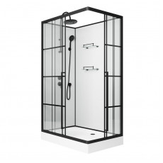 Душевая кабина Niagara Standart ST120/80/15QL/KL/BKT (120х80х225) низкий поддон(15см),черный,стекло прозрачное,3 места