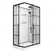 Душевая кабина Niagara Standart ST120/80/15QR/KL/BKT (120х80х225) поддон низкий(15см),черный,стекло прозрачное,3 места
