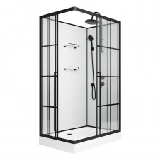 Душевая кабина Niagara Standart ST120/80/15QR/KL/BKT (120х80х225) поддон низкий(15см),черный,стекло прозрачное,3 места
