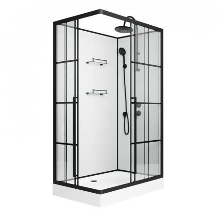 Душевая кабина Niagara Standart ST120/80/15QR/KL/BKT (120х80х225) поддон низкий(15см),черный,стекло прозрачное,3 места