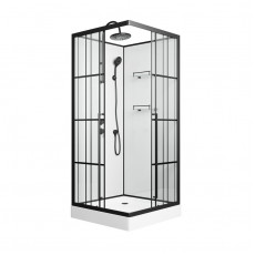 Душевая кабина Niagara Standart ST90/15QL/KL/BKT (90х90х225) низкий поддон(15см),черный,стекло прозрачное,3 места