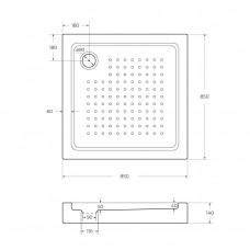 Акриловый поддон 85х85 Cezares TRAY-A-A-85-15-W с сифоном