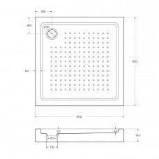 Акриловый поддон 95х95 Cezares TRAY-A-A-95-15-W с сифоном