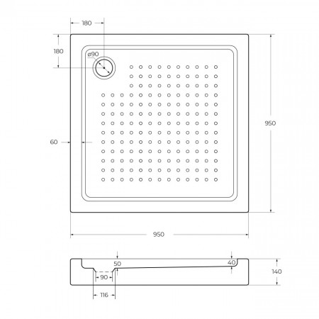 Акриловый поддон 95х95 Cezares TRAY-A-A-95-15-W с сифоном Акриловый поддон 95х95 Cezares TRAY-A-A-95-15-W с сифоном
