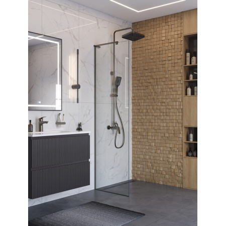 Душевая перегородка BelBagno UNO-L-1-TB-60-C-GM профиль оружейная сталь, стекло прозрачное