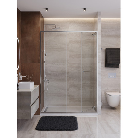Душевая дверь Cezares LUX-B-FS-11-140-C-CR, 140х195, профиль хром, стекло прозрачное