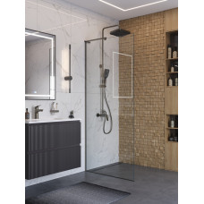 Душевая перегородка BelBagno UNO-L-1-TB-80-C-GM профиль оружейная сталь, стекло прозрачное