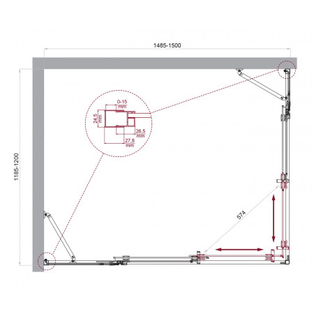 Душевой уголок LUCE-AH-22-150/120-C-Cr Душевой уголок LUCE-AH-22-150/120-C-Cr