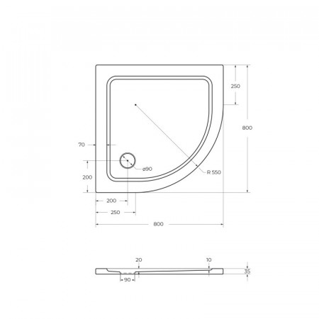 Поддон из SMC (стекловолокно) 80х80 Cezares TRAY-M-R-80-550-35-W без сифона Поддон из SMC (стекловолокно) 80х80 Cezares TRAY-M-R-80-550-35-W без сифона