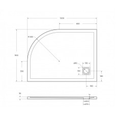 Поддон из искусственного мрамора левосторонний Belbagno TRAY-MR-UNO-RH-120/90-550-35-W-L-CR