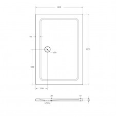 Поддон из SMC (стекловолокно) 120х80 Cezares TRAY-M-AH-120/80-35-W без сифона