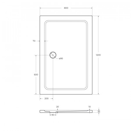 Поддон из SMC (стекловолокно) 120х80 Cezares TRAY-M-AH-120/80-35-W без сифона Поддон из SMC (стекловолокно) 120х80 Cezares TRAY-M-AH-120/80-35-W без сифона