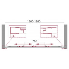 Шторка на ванну BelBagno UNIQUE-VF-2-150/180-140-C-Cr