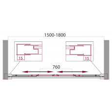 Шторка на ванну BelBagno UNIQUE-VF-2-150/180-140-C-Cr