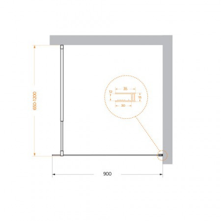 Душевая перегородка BelBagno KRAFT-L-1-90-C-NERO Душевая перегородка BelBagno KRAFT-L-1-90-C-NERO