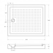 Поддон акриловый 120х100 Cezares TRAY-A-AH-120/100-15-W с сифоном