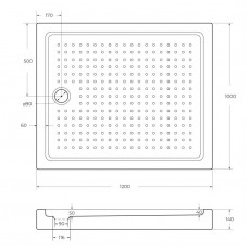 Поддон акриловый 120х100 Cezares TRAY-A-AH-120/100-15-W с сифоном