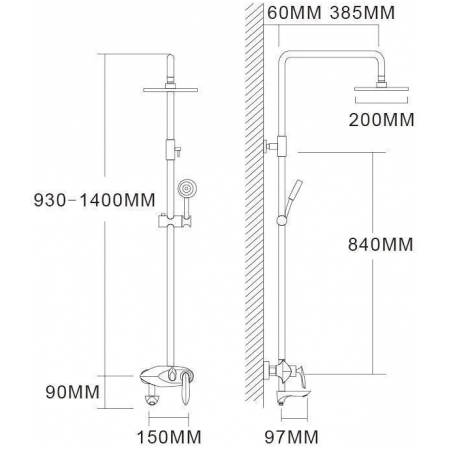 Душевая система черный/хром GB7001BC Grocenberg Душевая система черный/хром GB7001BC Grocenberg