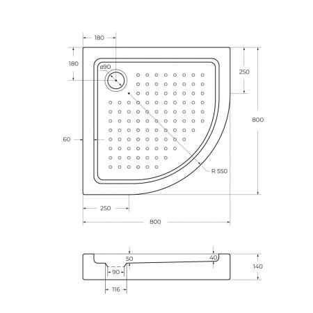 Акриловый поддон 80х80 Cezares TRAY-A-R-80-550-15-W с сифоном Акриловый поддон 80х80 Cezares TRAY-A-R-80-550-15-W с сифоном