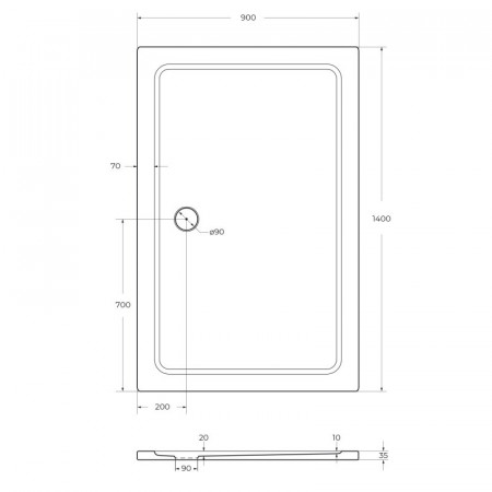 Поддон из SMC (стекловолокно) 140х90 Cezares TRAY-M-AH-140/90-35-W без сифона Поддон из SMC (стекловолокно) 140х90 Cezares TRAY-M-AH-140/90-35-W без сифона