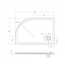 Поддон из искусственного мрамора левосторонний Belbagno TRAY-MR-UNO-RH-120/80-550-35-W-L-CR
