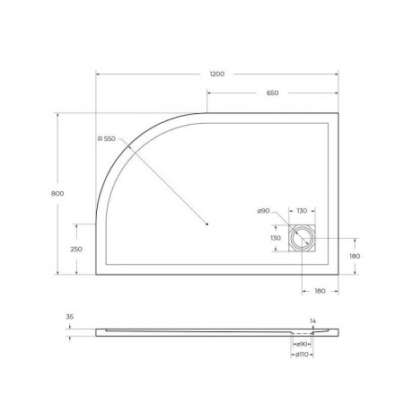 Поддон из искусственного мрамора левосторонний Belbagno TRAY-MR-UNO-RH-120/80-550-35-W-L-CR Поддон из искусственного мрамора левосторонний Belbagno TRAY-MR-UNO-RH-120/80-550-35-W-L-CR
