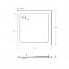 Поддон из SMC (стекловолокно) 100х100 Cezares TRAY-M-A-100-35-W без сифона