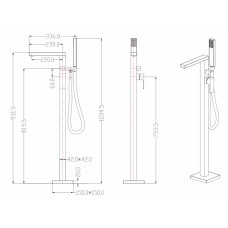 Смеситель для ванны напольный черный матовый GB800BL Grocenberg