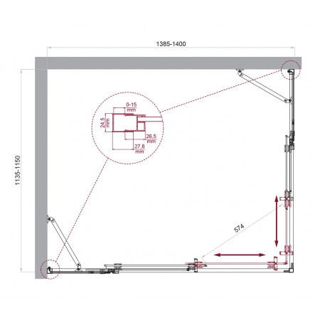 Душевой уголок LUCE-AH-22-140/115-C-Cr Душевой уголок LUCE-AH-22-140/115-C-Cr