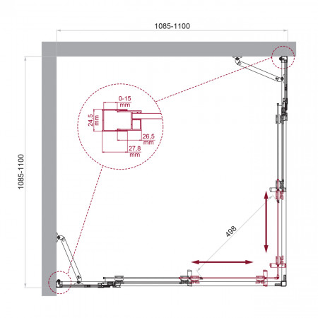 Душевой уголок BelBagno LUCE-A-22-90+20-C-Cr