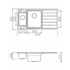 Мойка нерж. сталь Seaman Eco Roma SMR-9750B2 (вентиль-автомат) 970 x 500