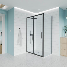 Душевой угол Veconi Evo 100SP B 1200х900x1950, черный матовый, прозрачное стекло (комплект)