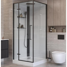Душевая кабина BelBagno UNO-CAB-A-1-90-C-NERO-Bi-TOP-L, левосторонняя