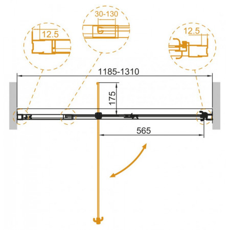 Дверь в проём Cezares VARIANTE-B-1-120/130-C-Cr Дверь в проём Cezares VARIANTE-B-1-120/130-C-Cr