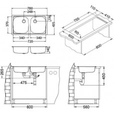 Мойка Alveus Basic 160 Nat-60 нерж сталь (780 х 435)