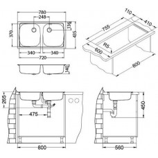 Мойка Alveus Basic 160 Lei-60 нерж сталь (780 х 435)
