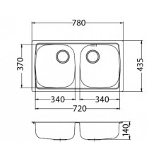 Мойка Alveus Basic 160 Lei-90 нерж сталь (780 х 435)