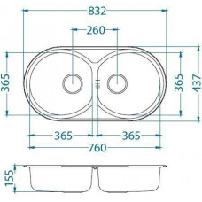 Мойка Alveus Form 50 Lei-90 нерж сталь (832 х 437)