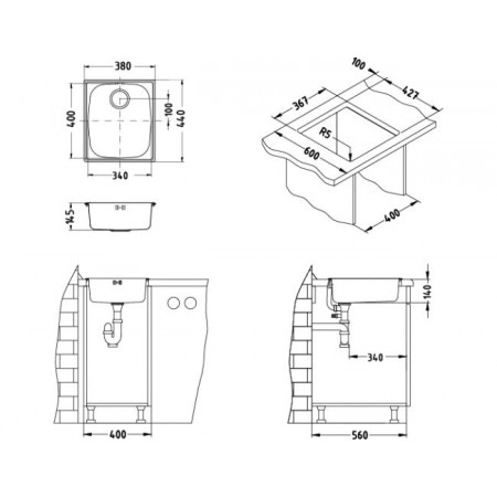 Мойка Alveus Basic 10 Lei-90 нерж сталь (440 х 380) Мойка Alveus Basic 10 Lei-90 нерж сталь (440 х 380)