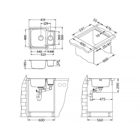 Мойка Alveus Line Maxim 50 Sat-90 FS нерж сталь (615 х 505) Мойка Alveus Line Maxim 50 Sat-90 FS нерж сталь (615 х 505)