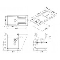 Мойка Alveus Praktik 100 Sat-90 нерж сталь (980 х 500)