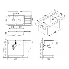 Мойка Alveus Line Maxim 100 Sat-90 нерж сталь (1165 х 505)